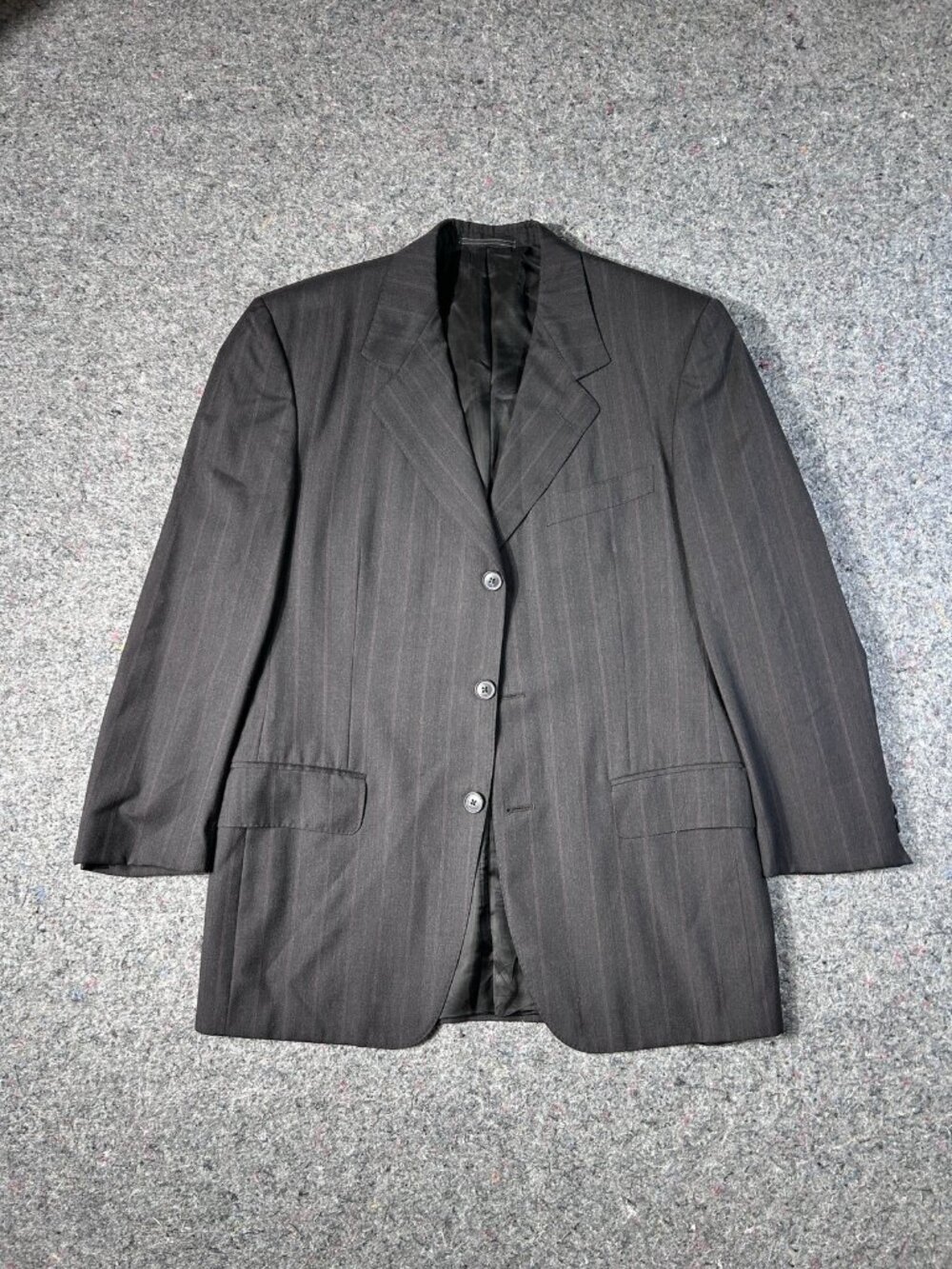 Ermenegildo Zegna Men’s 42R Blazer Sport Coat Dark Charcoal Gray Pinstripe Italy